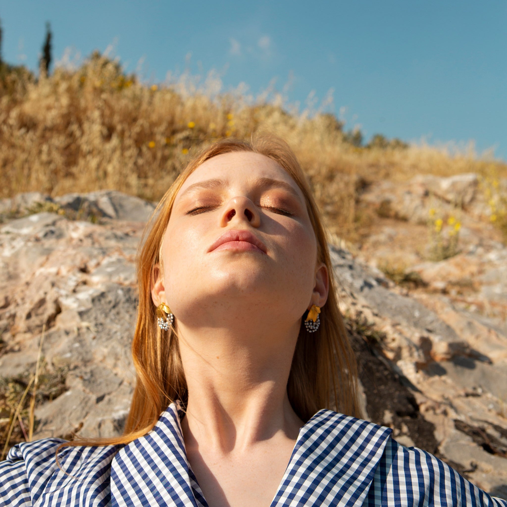 AURA earrings, deep blue